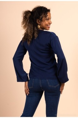Blouse col V manches évasée