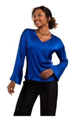 Blouse col V manches évasée