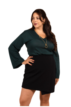 Blouse col V manches évasée