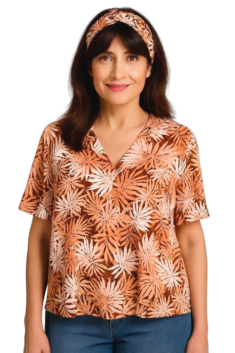 Top fluide imprimé motif feuille