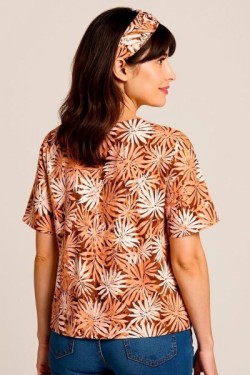 Top fluide imprimé motif feuille