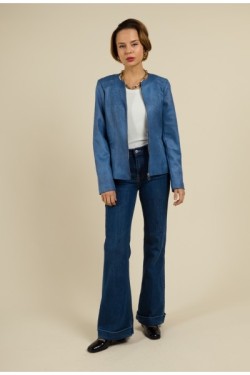 Veste Blouson Cintrée en Faux Cuir