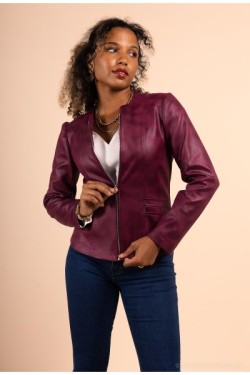 Veste Blouson Cintrée en Faux Cuir