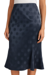 Jupe midi en satin à pois