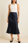 Jupe midi en satin à pois