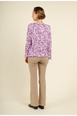 Top texturé col croisé avec lacets