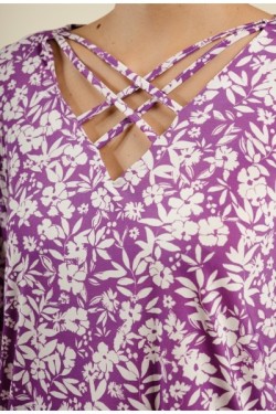 Top texturé col croisé avec lacets