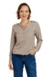 Top texturé col croisé avec lacets