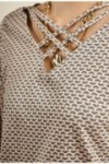 Top texturé col croisé avec lacets