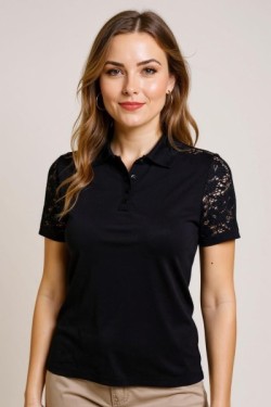 Polo à manches courtes avec dentelle