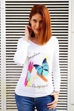 T-shirt manches longues motif papillon