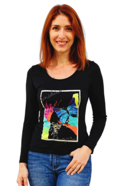T-shirt manches longues motif papillon