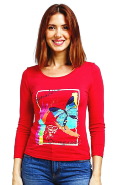 T-shirt manches longues motif papillon