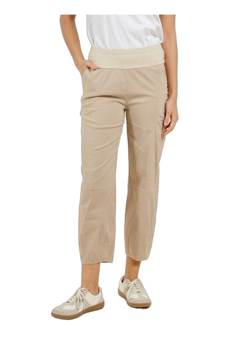 Pantalon en coton taille haute élastiquée