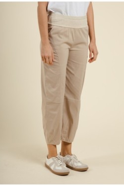 Pantalon en coton taille haute élastiquée