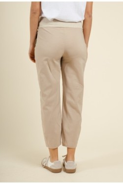 Pantalon en coton taille haute élastiquée
