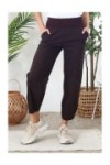 Pantalon en coton taille haute élastiquée