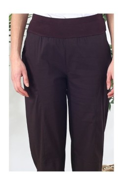 Pantalon en coton taille haute élastiquée