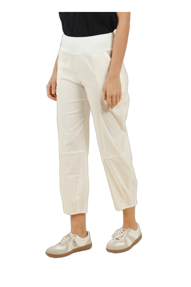 Pantalon en coton taille haute élastiquée