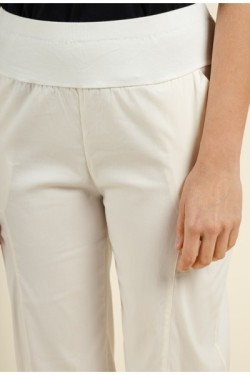 Pantalon en coton taille haute élastiquée