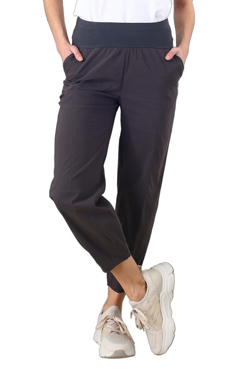 Pantalon en coton taille haute élastiquée