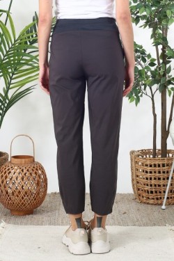 Pantalon en coton taille haute élastiquée