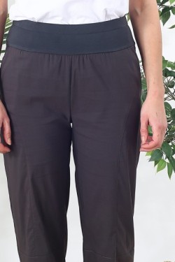 Pantalon en coton taille haute élastiquée