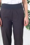Pantalon en coton taille haute élastiquée
