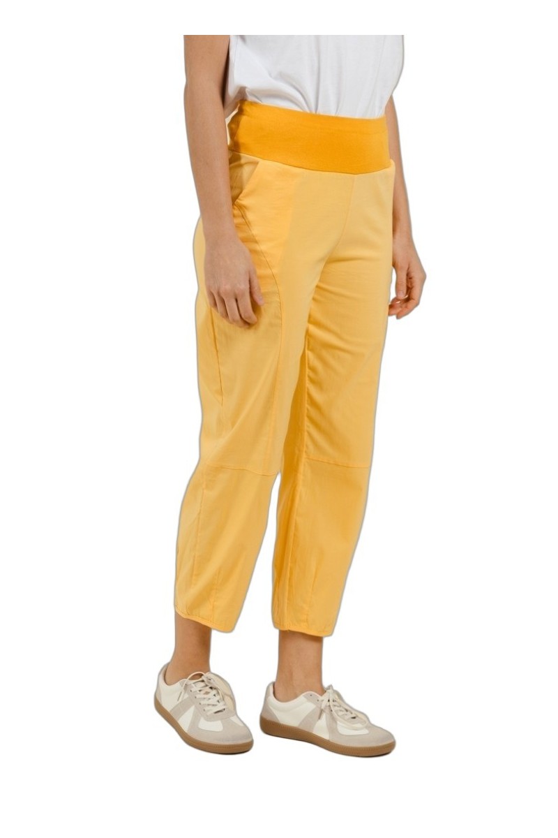 Pantalon en coton taille haute élastiquée