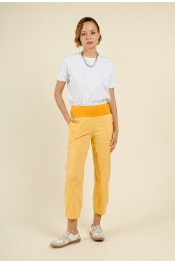 Pantalon en coton taille haute élastiquée