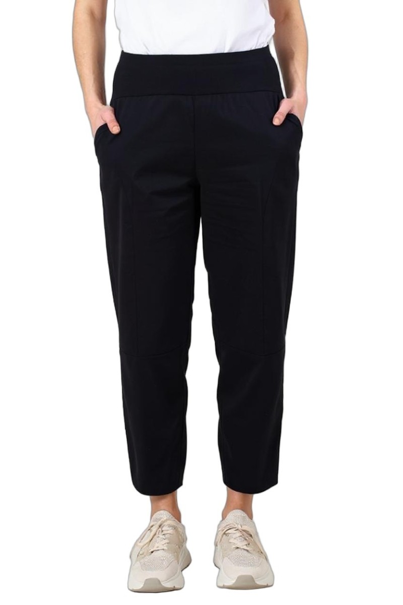 Pantalon en coton taille haute élastiquée