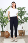 Pantalon en coton taille haute élastiquée
