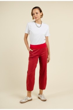 Pantalon en coton taille haute élastiquée