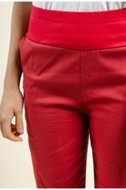 Pantalon en coton taille haute élastiquée