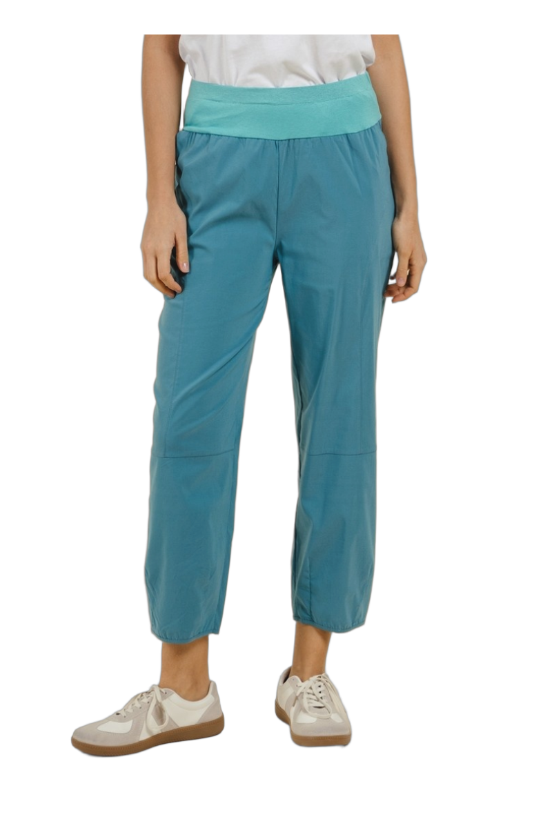 Pantalon en coton taille haute élastiquée