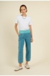 Pantalon en coton taille haute élastiquée