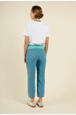 Pantalon en coton taille haute élastiquée