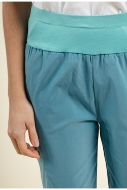 Pantalon en coton taille haute élastiquée