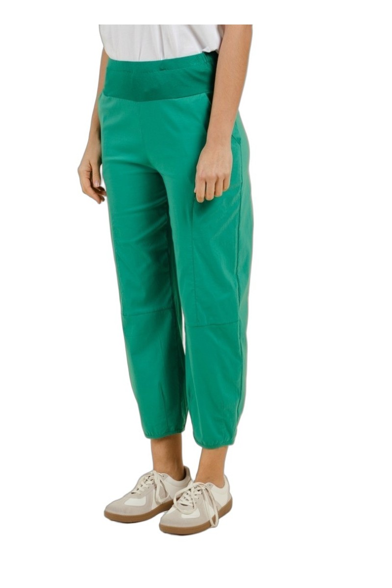 Pantalon en coton taille haute élastiquée