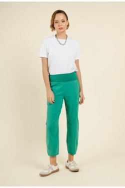 Pantalon en coton taille haute élastiquée