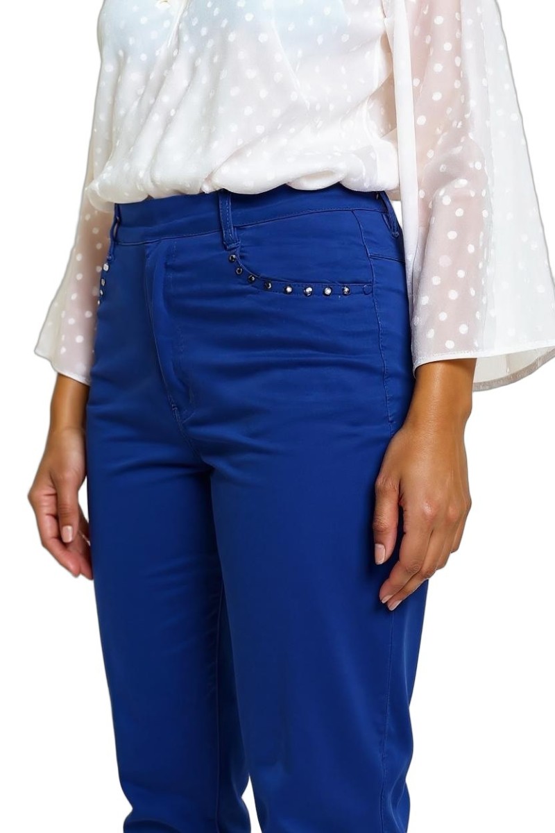 Pantalon slim en coton avec détails cloutés