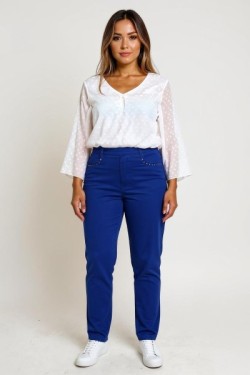 Pantalon slim en coton avec détails cloutés