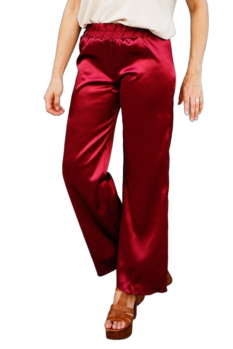 Pantalon en satin taille haute