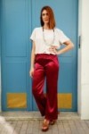 Pantalon en satin taille haute