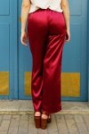 Pantalon en satin taille haute