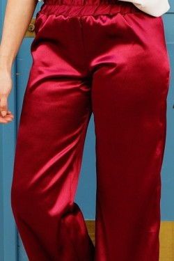 Pantalon en satin taille haute