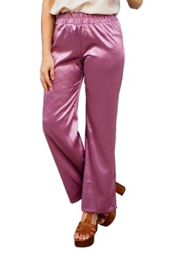 Pantalon en satin taille haute