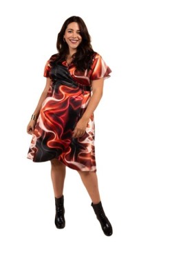 Robe cache-cœur satin imprimé