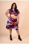 Robe cache-cœur satin imprimé