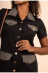 Robe col tweed Boutons décoratifs